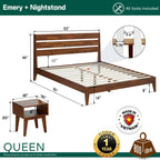 Emery Solid Wood Bed Frame & Nightstand Set