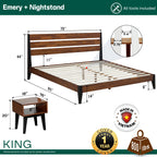 Emery Solid Wood Bed Frame & Nightstand Set