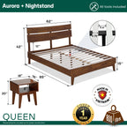 Aurora Solid Wood Bed Frame & Nightstand Set