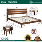 Emery Solid Wood Bed Frame & Nightstand Set