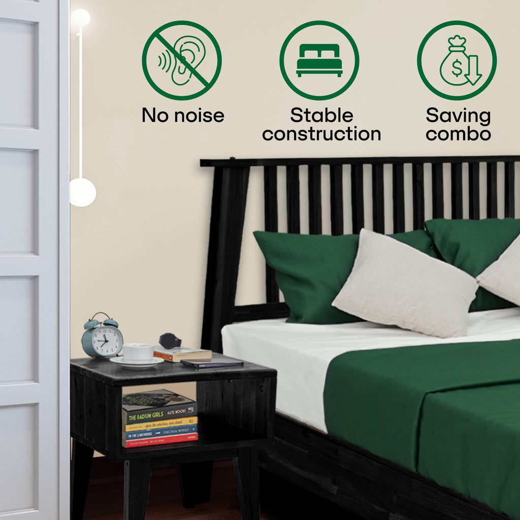 Kaylin Solid Wood Bed Frame & Nightstand Set
