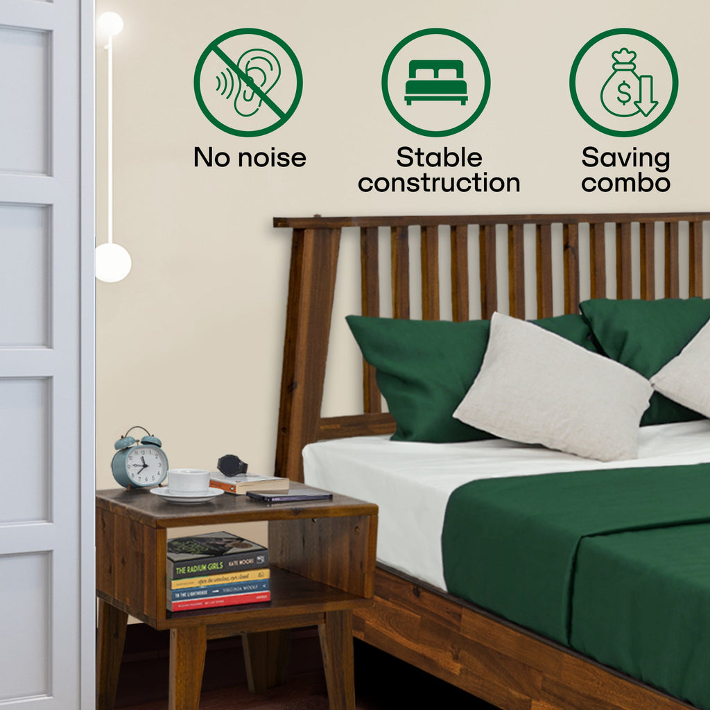 Kaylin Solid Wood Bed Frame & Nightstand Set