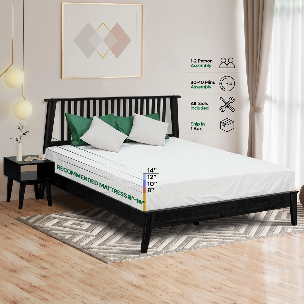 Kaylin Solid Wood Bed Frame & Nightstand Set