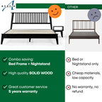 Kaylin Solid Wood Bed Frame & Nightstand Set