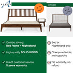 Kaylin Solid Wood Bed Frame & Nightstand Set