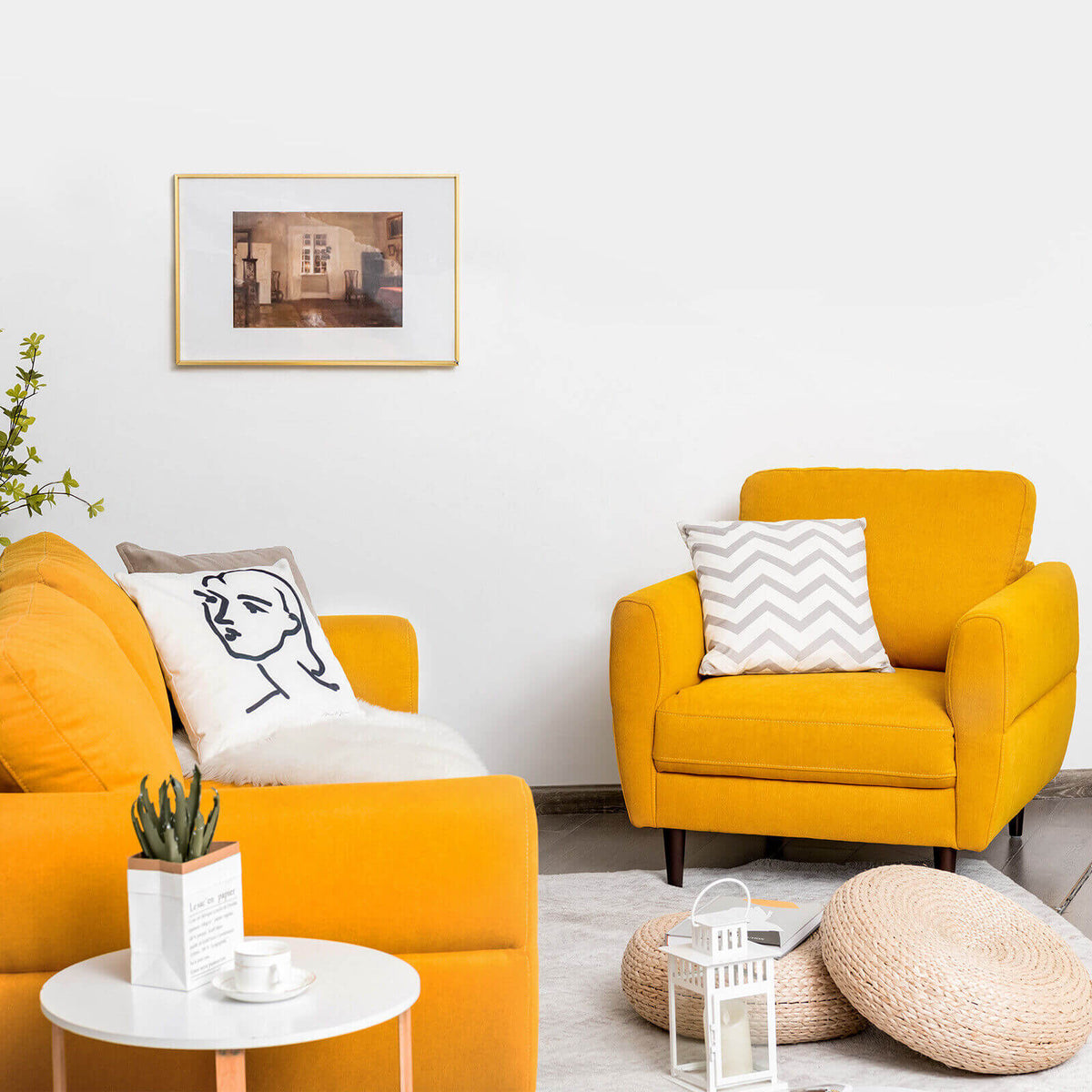 2-Piece Upholstered Sofa Set with Removable Cushion Covers