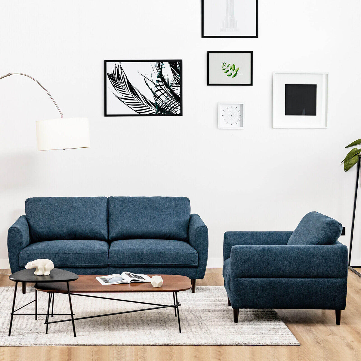 2-Piece Upholstered Sofa Set with Removable Cushion Covers