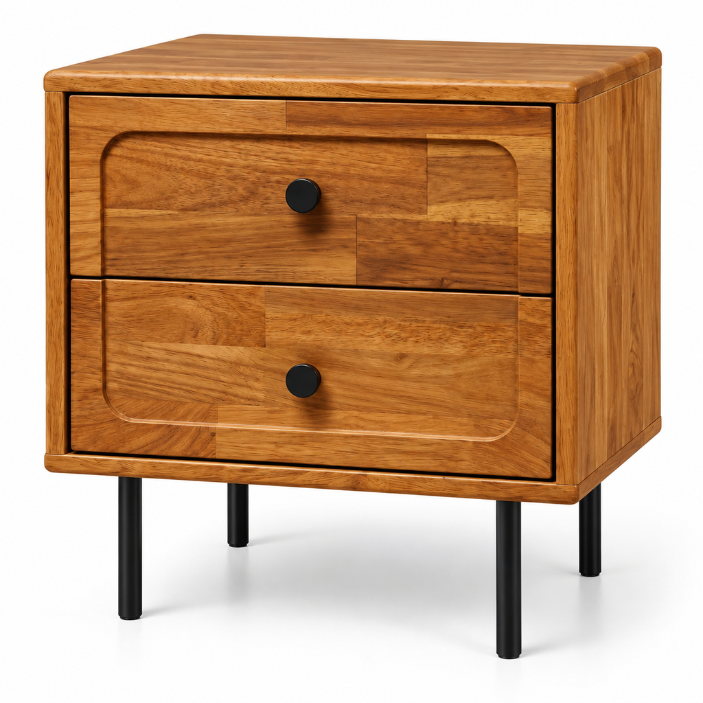 Savana Two Drawers Solid Wood Nightstand