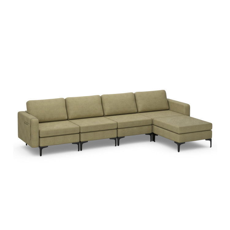 Modern Living Room Set: Modular L-shaped Sectional Sofa Lift Top Coffee Table & 3 – Globe Floor Lamp