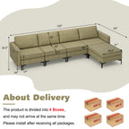 Modern Living Room Set: Modular L-shaped Sectional Sofa Lift Top Coffee Table & 3 – Globe Floor Lamp