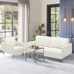 Modern Sofa Couch with Solid Metal Legs and Removable Backrest Cushion – Gray