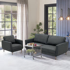Modern Sofa Couch with Solid Metal Legs and Removable Backrest Cushion – Gray