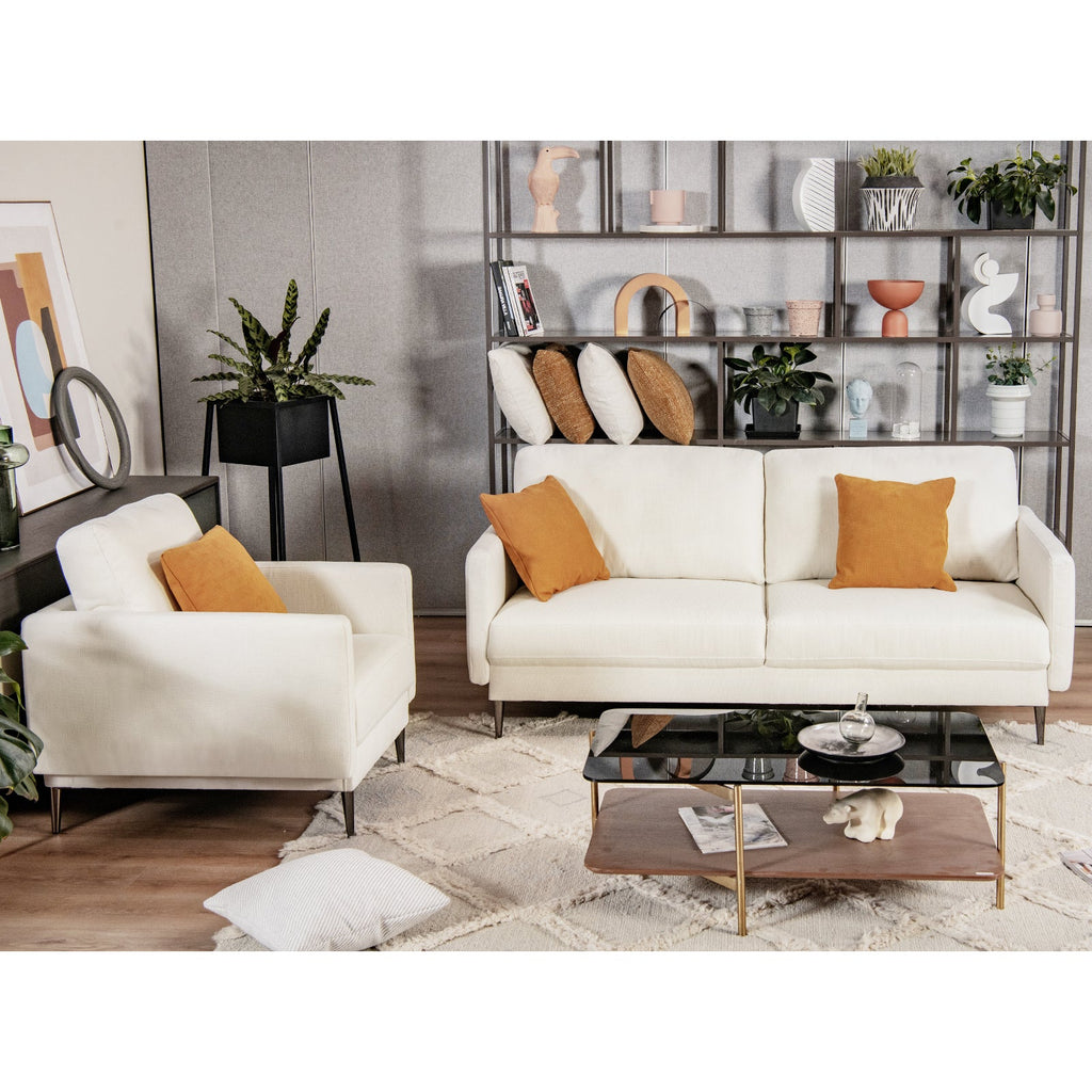Modern Sofa Couch with Solid Metal Legs and Removable Backrest Cushion – Gray
