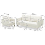 Modern Sofa Couch with Solid Metal Legs and Removable Backrest Cushion – Gray