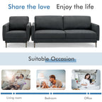 Modern Sofa Couch with Solid Metal Legs and Removable Backrest Cushion – Gray
