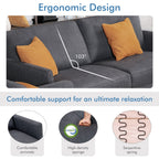 Modern Sofa Couch with Solid Metal Legs and Removable Backrest Cushion – Gray