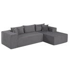 Modular Sectional Sofa Corduroy Upholstered L-shaped Sofa Couch with Deep Seats