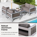 Patio Aluminum Loveseat Sofa Outdoor Furniture Set with Thick Back and Seat Cushions – Gray
