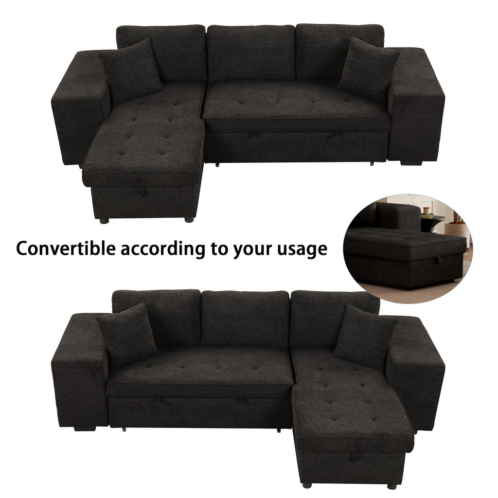 Modern L-Shape 3 Seat Reversible Sectional Couch