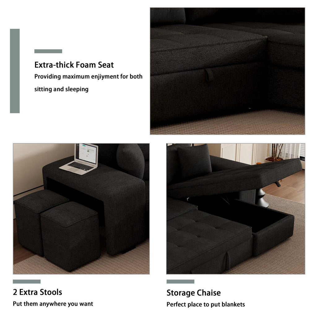 Modern L-Shape 3 Seat Reversible Sectional Couch