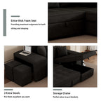 Modern L-Shape 3 Seat Reversible Sectional Couch