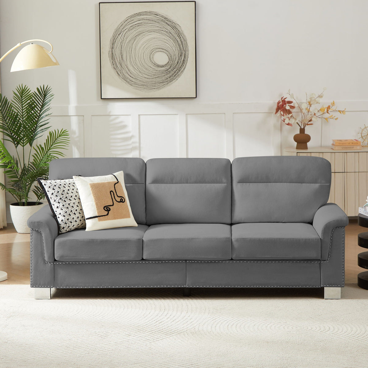 3-Seater Elegant Stationary Sofa