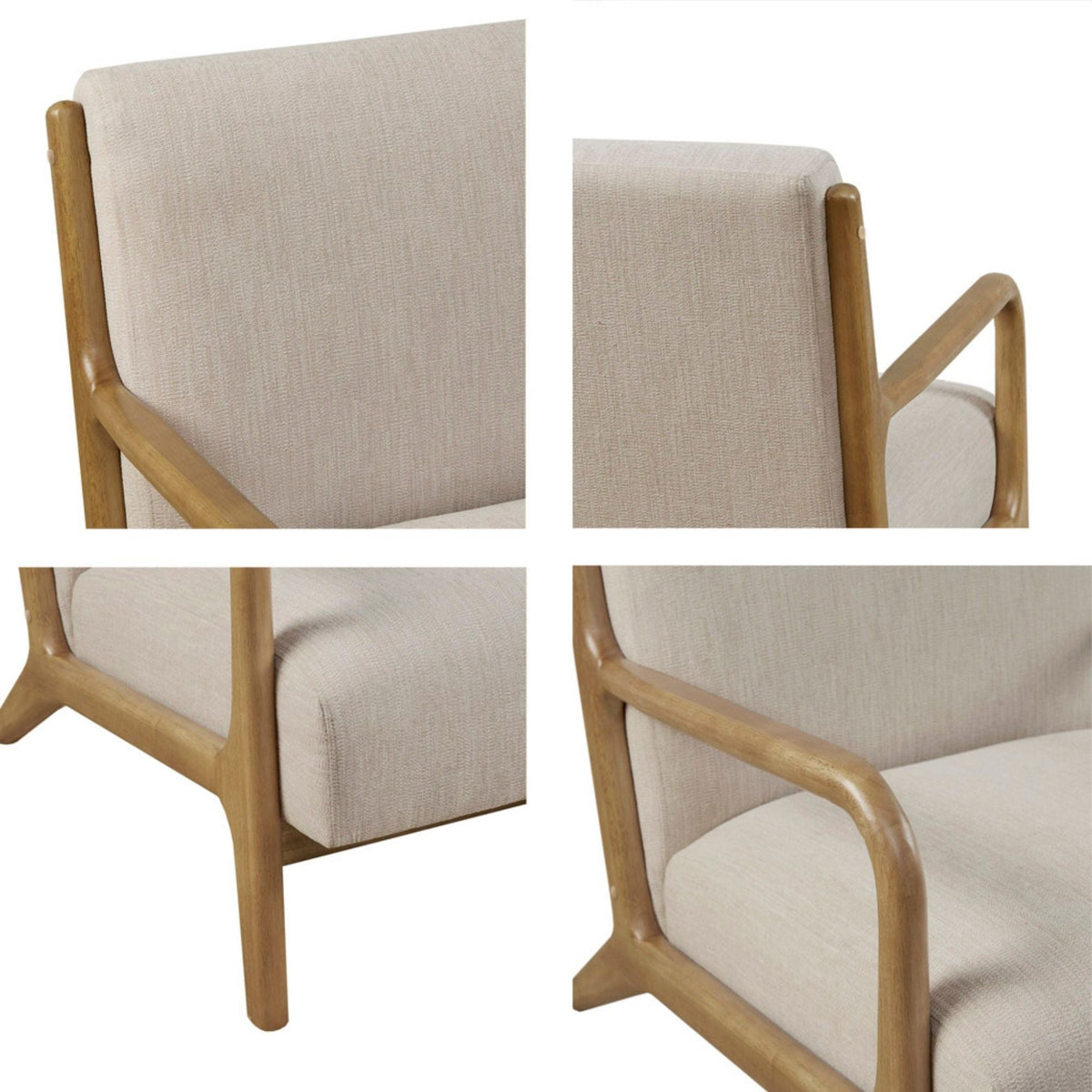 Mid-Century Style Lounge Chair with Upholstered Seat