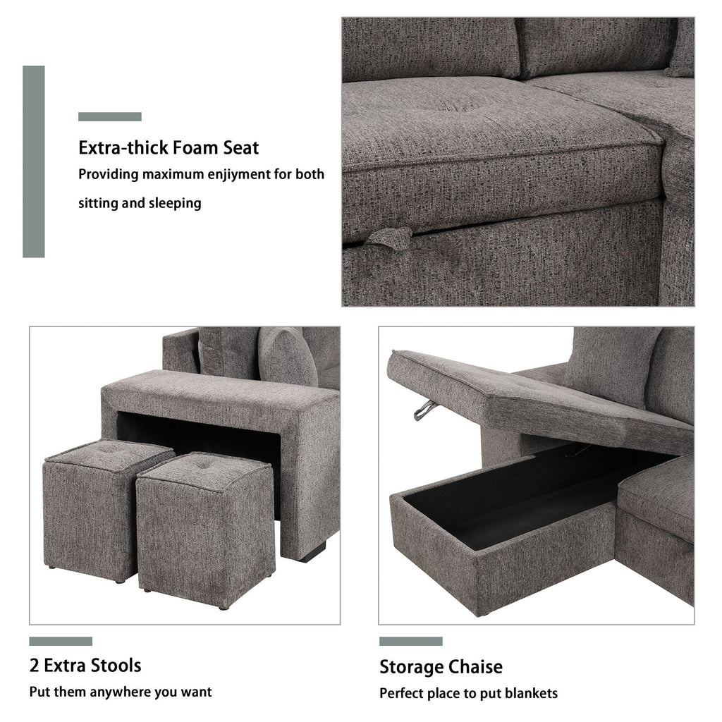 Modern L-Shape 3 Seat Reversible Sectional Couch