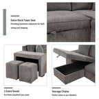 Modern L-Shape 3 Seat Reversible Sectional Couch