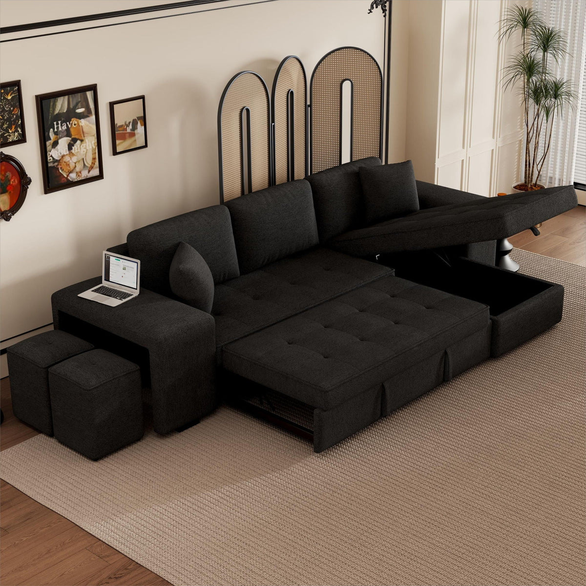 Modern L-Shape 3 Seat Reversible Sectional Couch