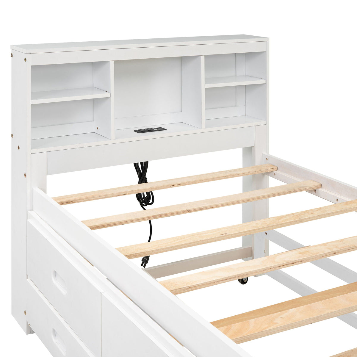 Platform Bed with Storage Headboard, USB, Trundle & 3 – Drawer