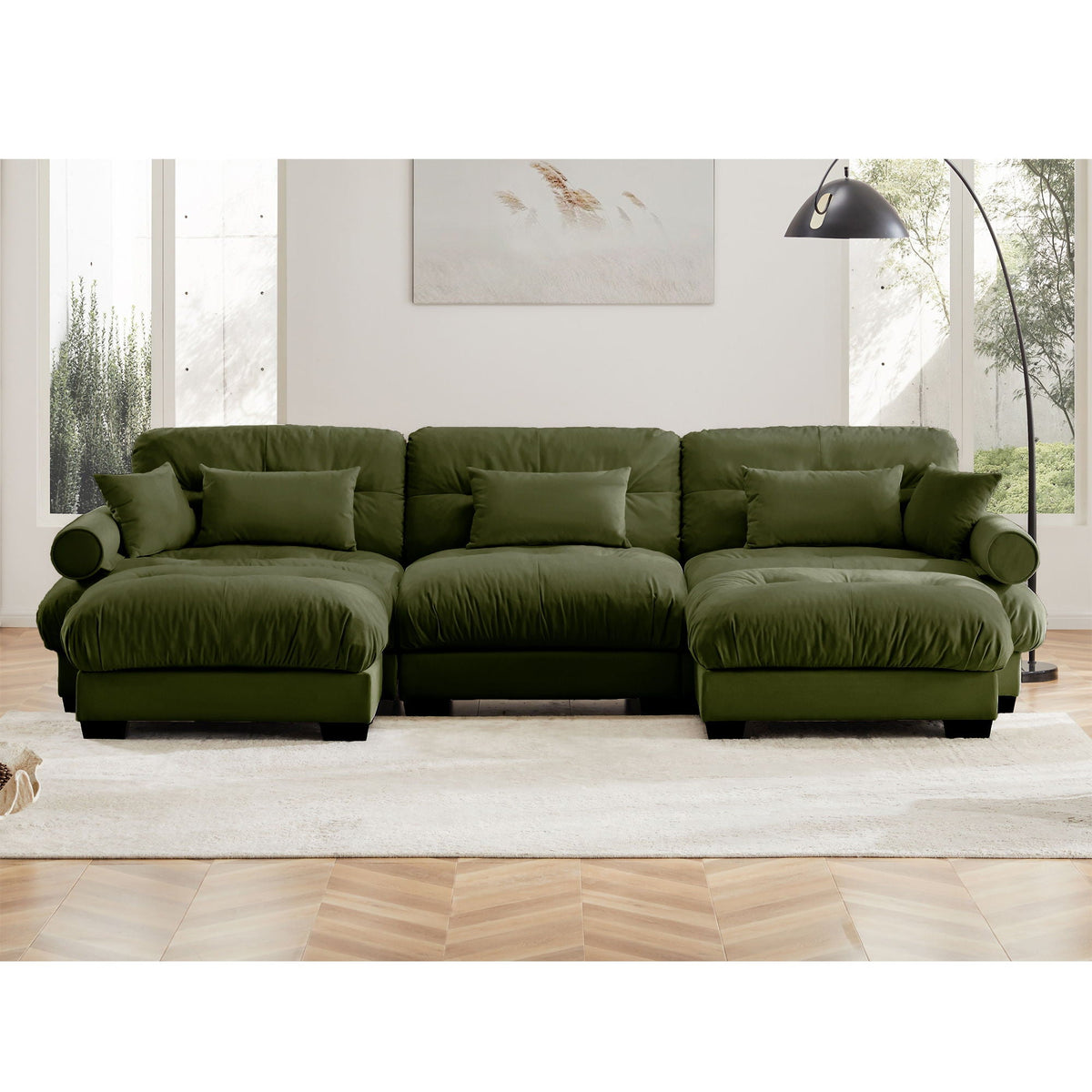 Super Comfort Oversized Modular Sectional Sofa with Movable Ottoman