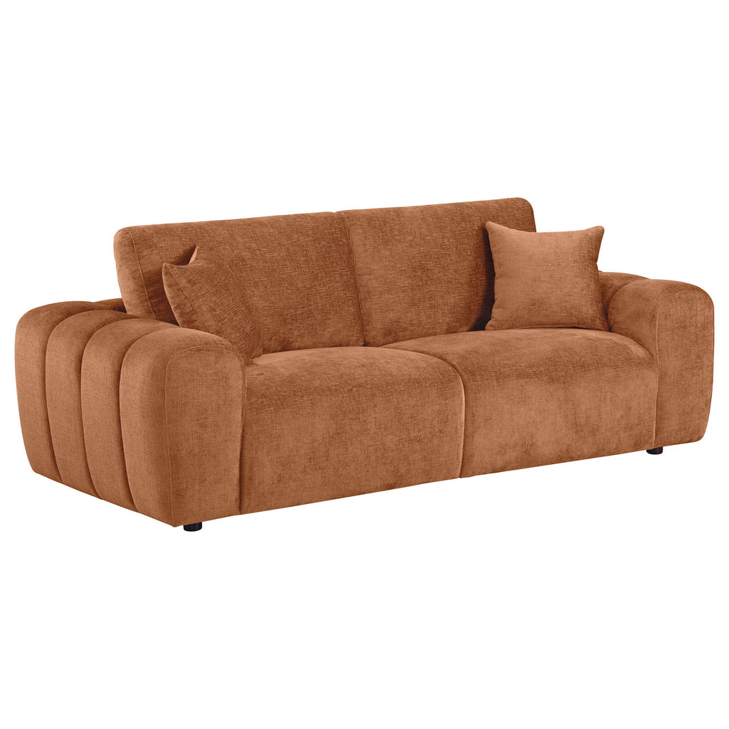 Burnett Chenille Upholstered Wide Arm Sofa Burnt Orange