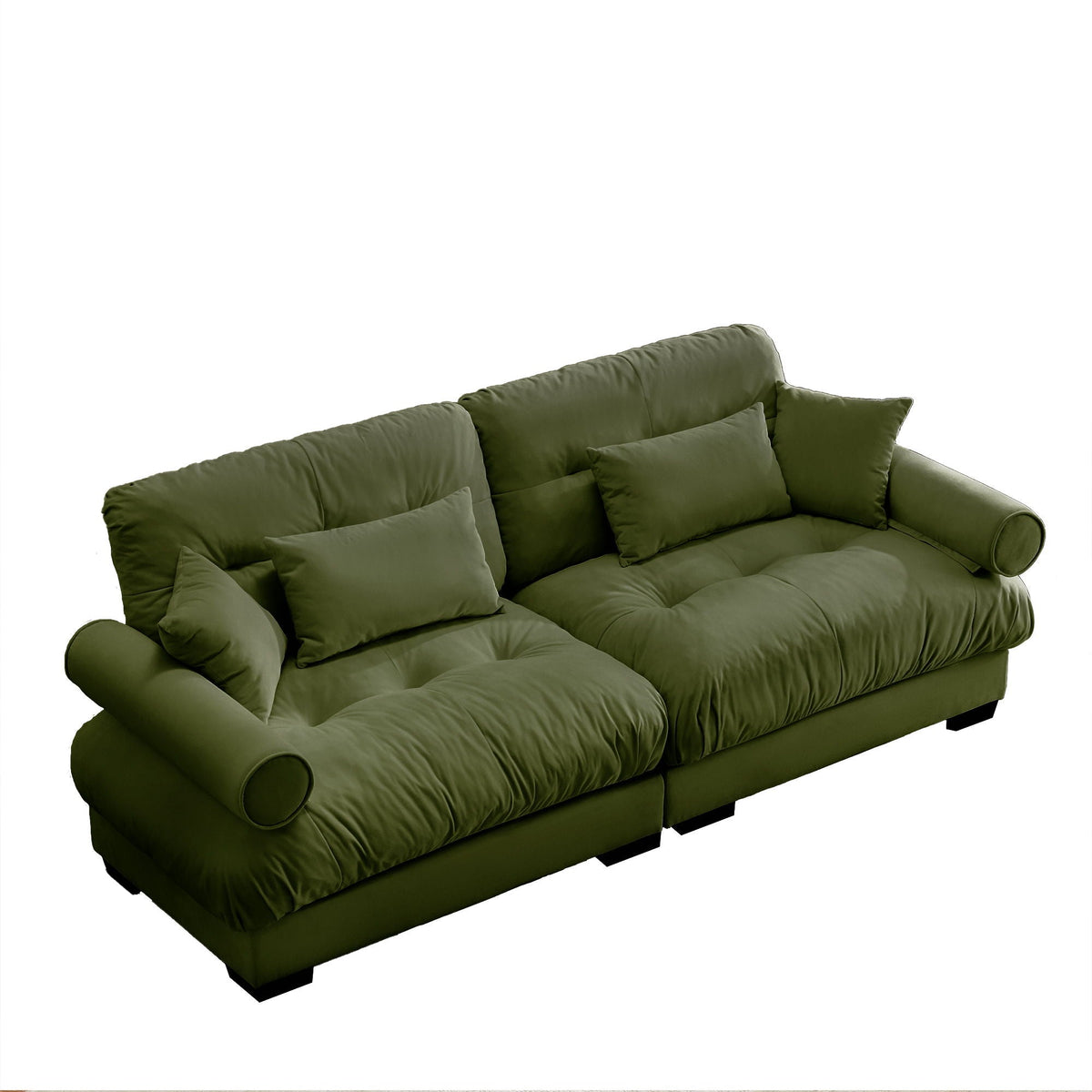 Modern Sofa with Bolstered Armrests & Pillows