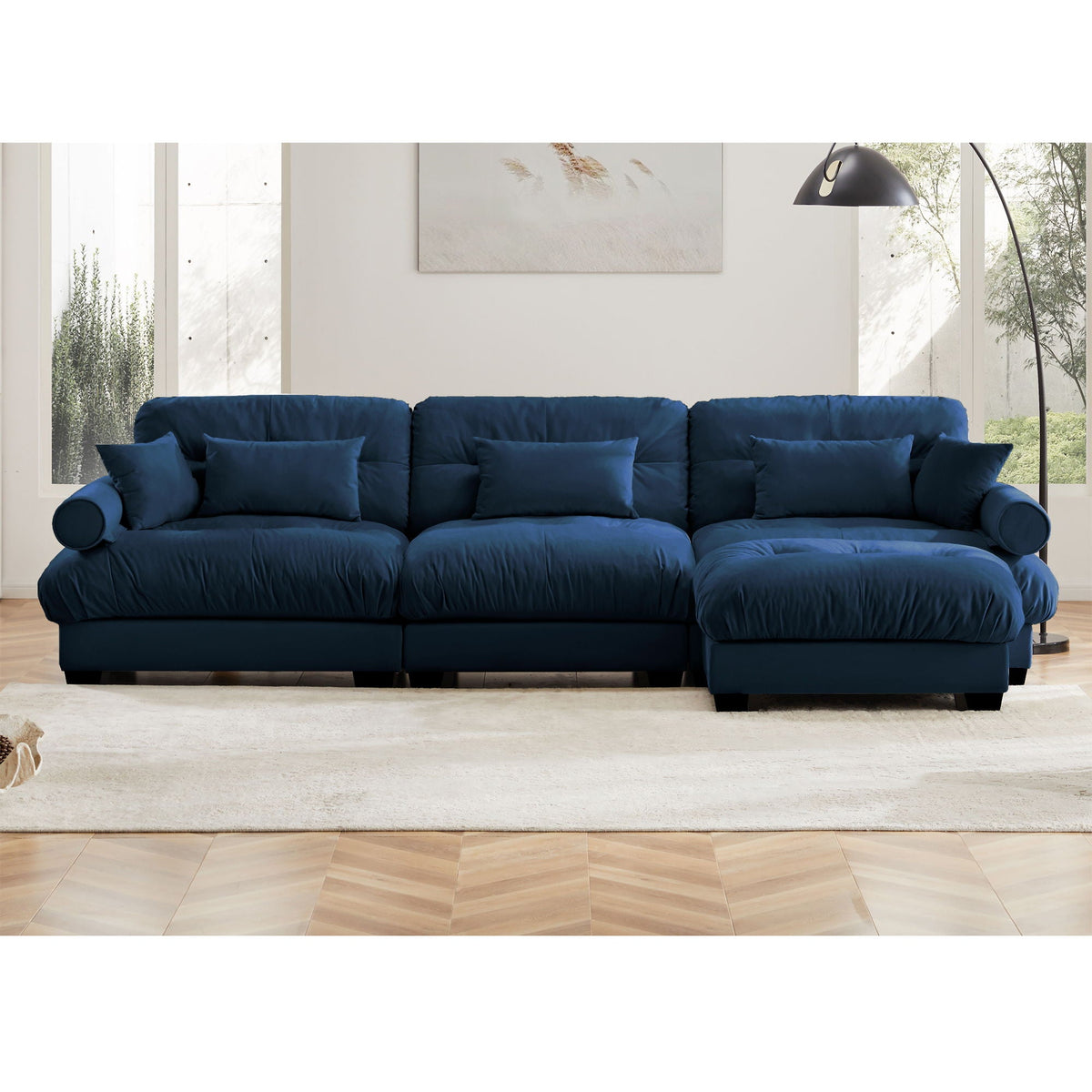 Super Comfort Oversized Modular Sectional Sofa with Movable Ottoman