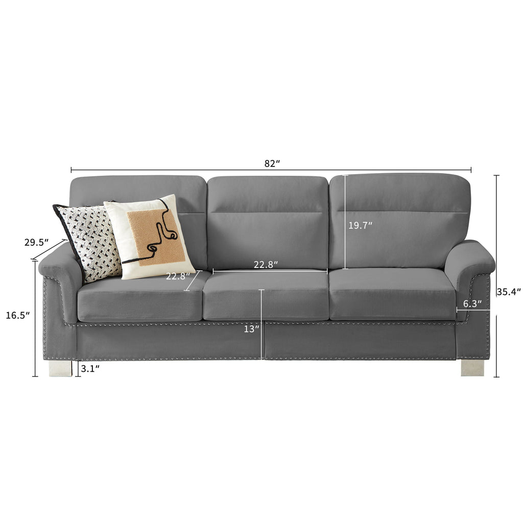 3-Seater Elegant Stationary Sofa