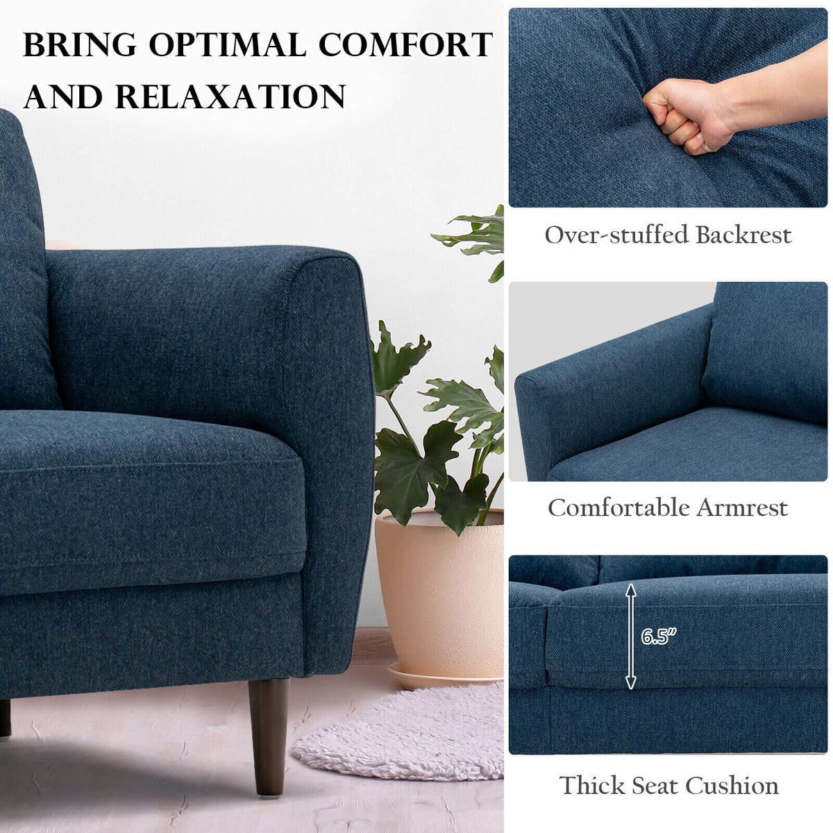 2-Piece Upholstered Sofa Set with Removable Cushion Covers