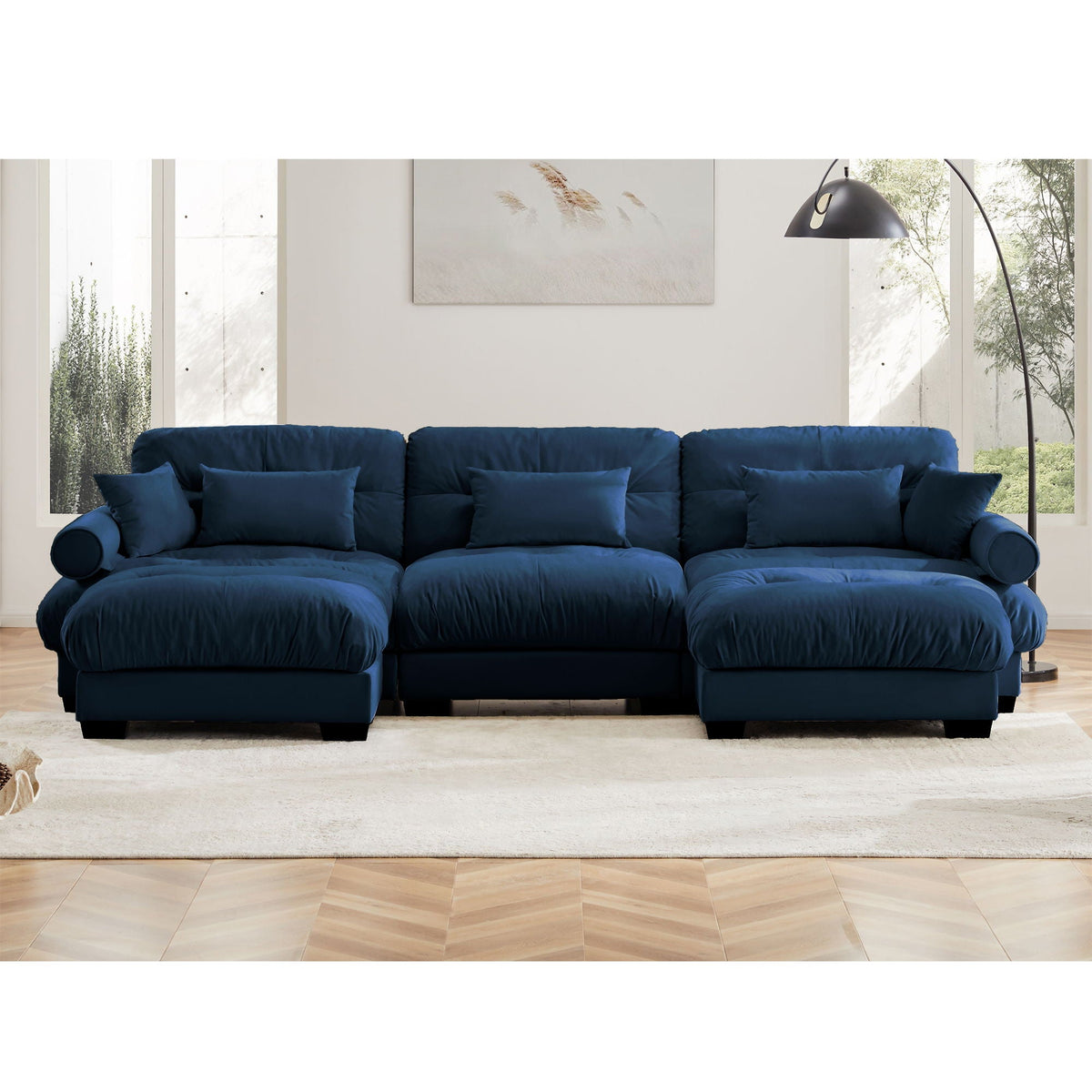 Super Comfort Oversized Modular Sectional Sofa with Movable Ottoman