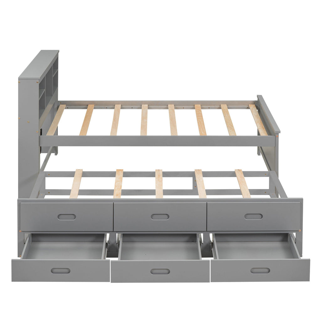 Platform Bed with Storage Headboard, USB, Trundle & 3 – Drawer
