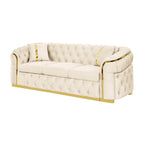 Button Tufted Couch with 2 Pillows, 3-Seater Luxury Chesterfield Sofa