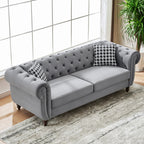 Chesterfield Fabric Sofa with Rolled Arms & Nailhead Trim