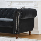 Chesterfield Fabric Sofa with Rolled Arms & Nailhead Trim