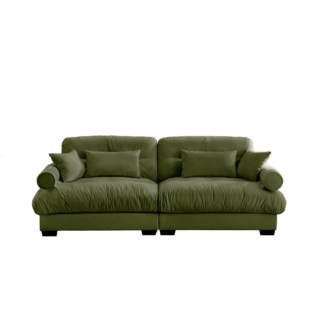 Modern Sofa with Bolstered Armrests & Pillows