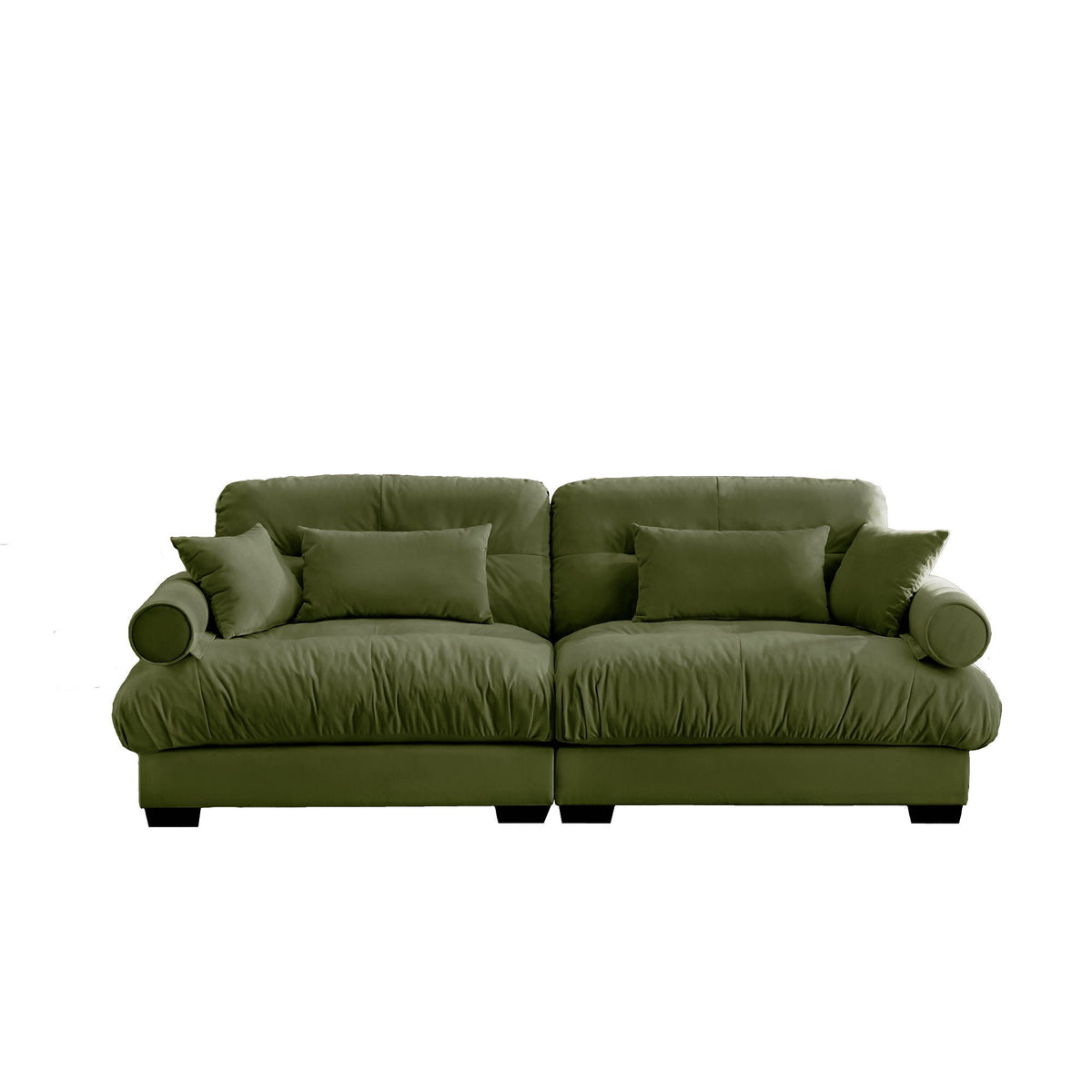 Modern Sofa with Bolstered Armrests & Pillows