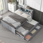 Platform Bed with Storage Headboard, USB, Trundle & 3 – Drawer