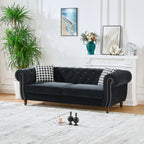 Chesterfield Fabric Sofa with Rolled Arms & Nailhead Trim