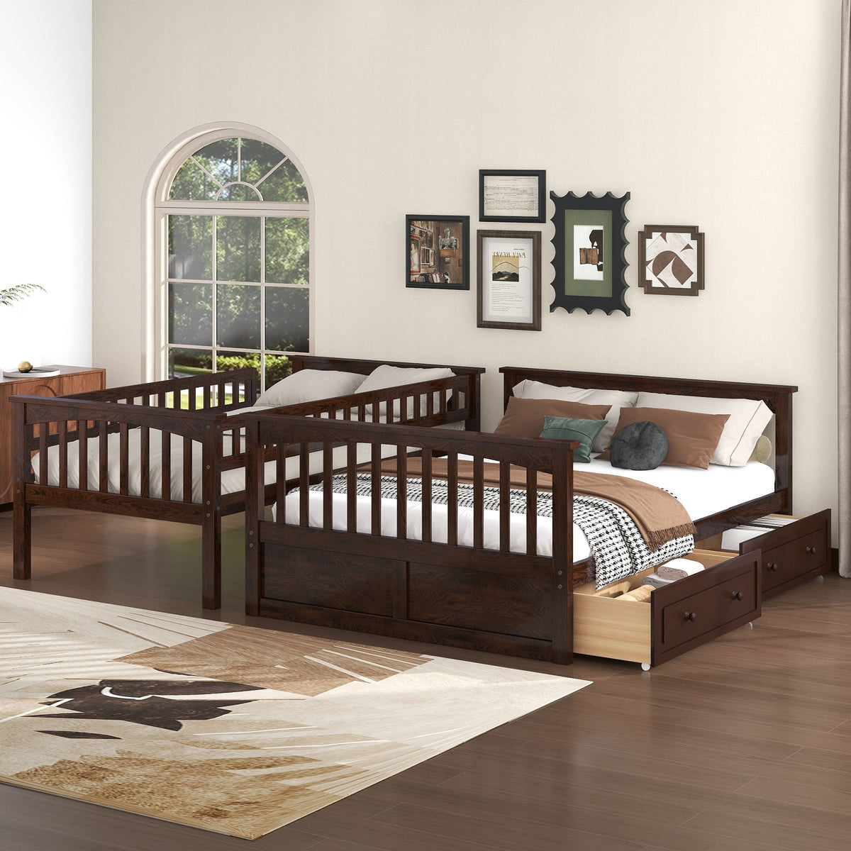 Bunk Bed with Drawers, Convertible Storage Bed