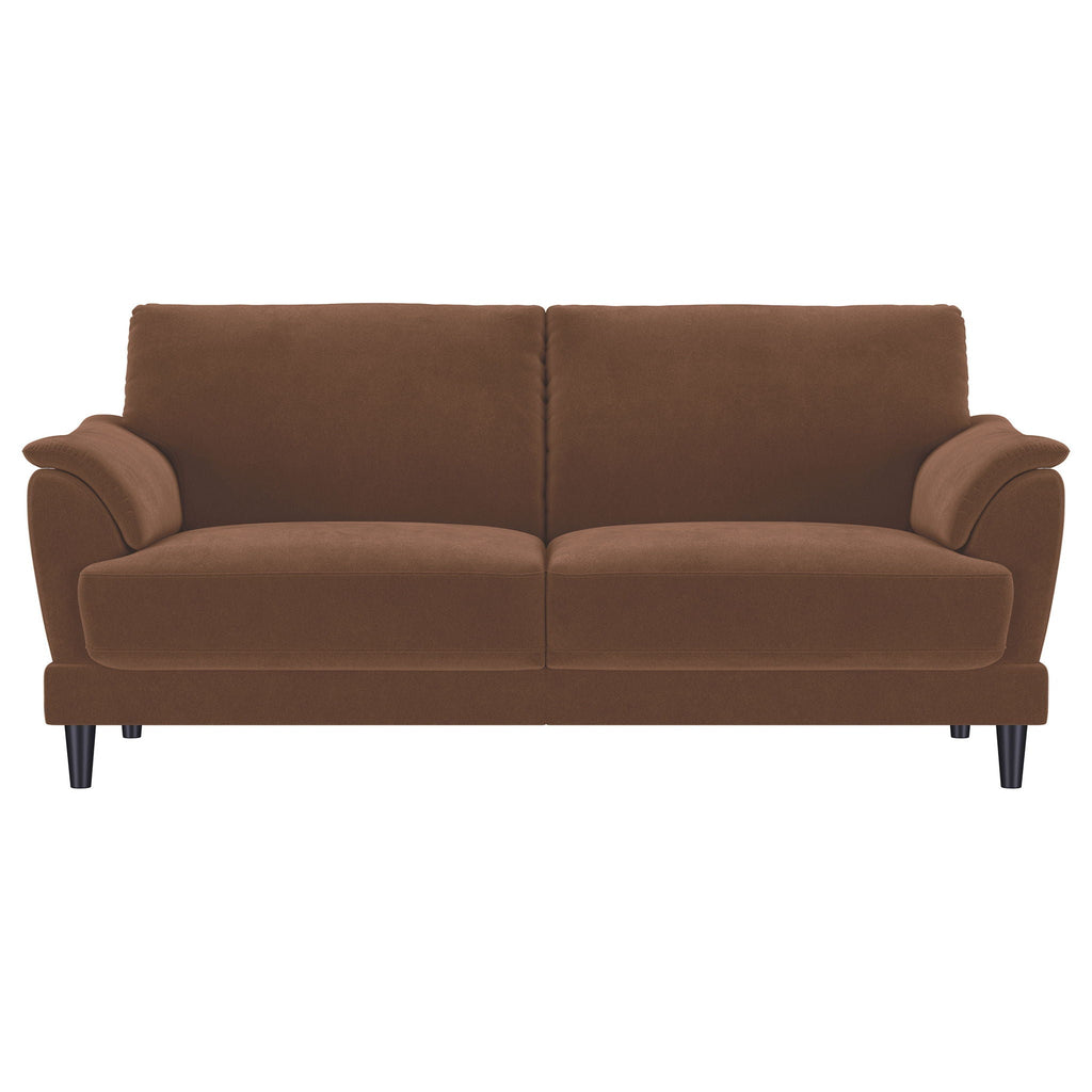 Selma Velvet Upholstered Crescent Arm Sofa Rust