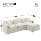 Modular Sectional with Deep & Wide Seat, Cloud Couch Set with Double Cushions Sofa with