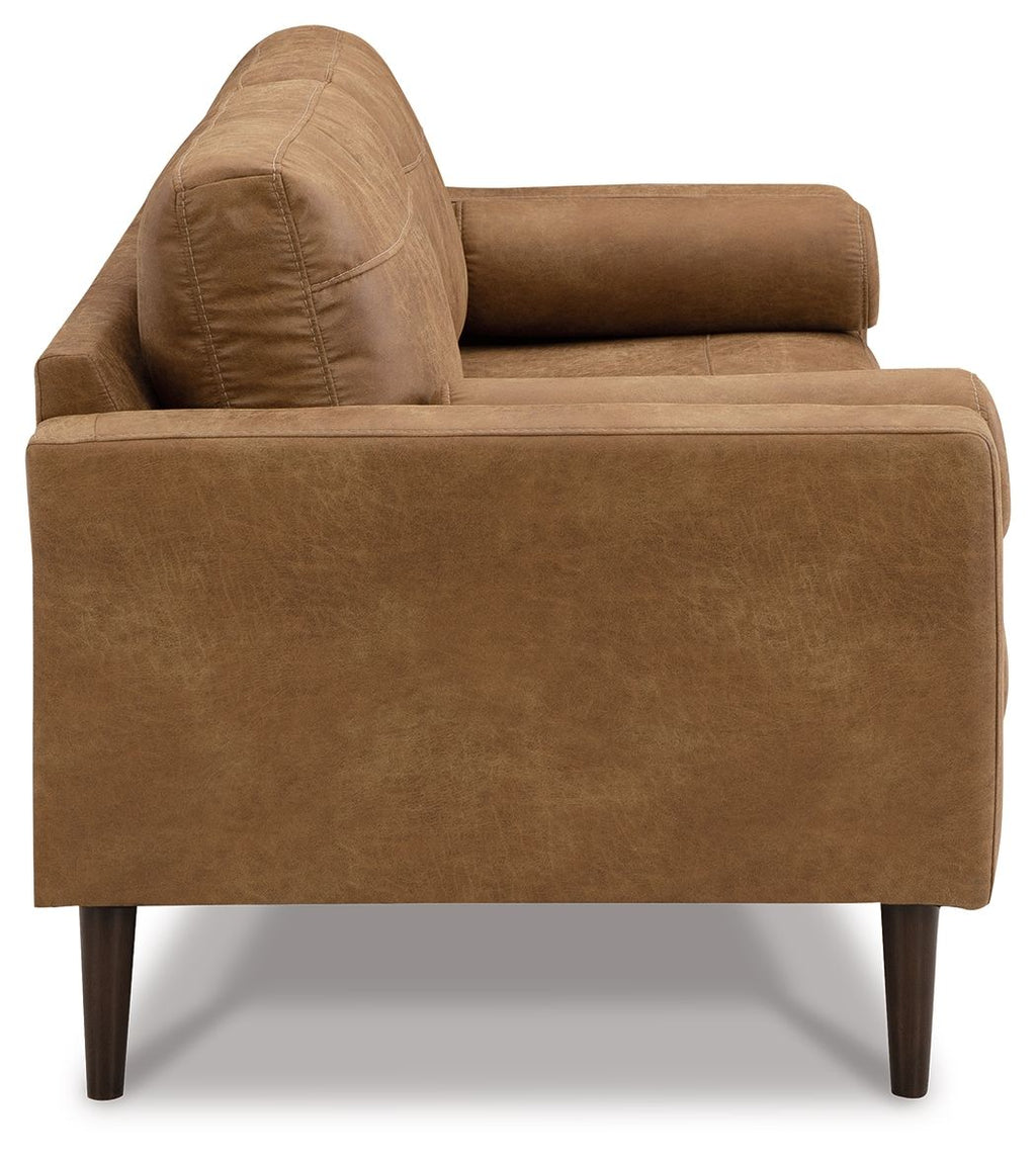 Telora Faux Leather Sofa – Caramel